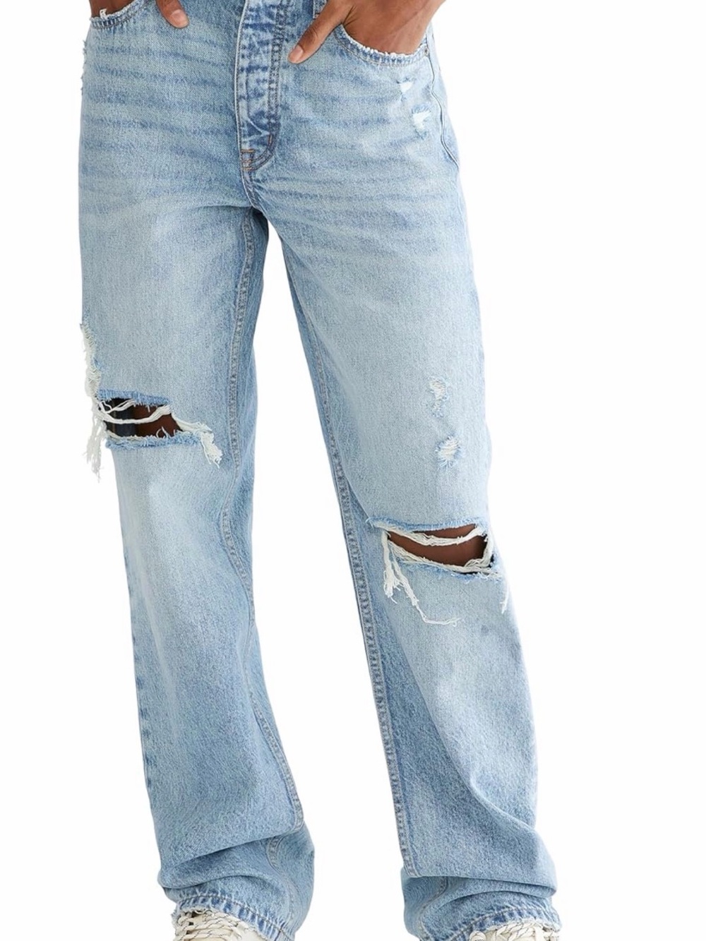 Aeropostale Light Wash Ripped Boyfriend Jeans